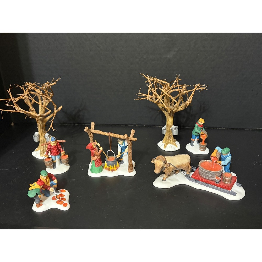 Dept 56 Tapping the Maples #56599 New England Village Set of 7 Retired 2000